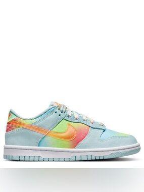 Nike Women's Low-Top Sneakers in Sky Blue with Rainbow Swoosh